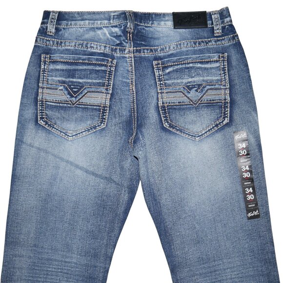 NEW True Luck Bootcut Jeans Men's Size 34x30 Thick Stitch Dark Wash BKE - Picture 6 of 9